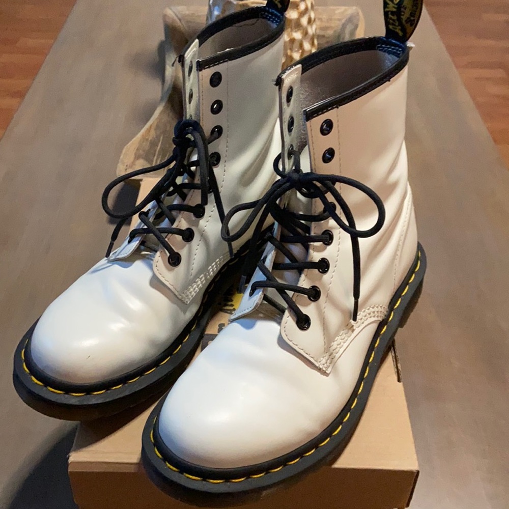 Dr. Martens White 1460 boots size 8